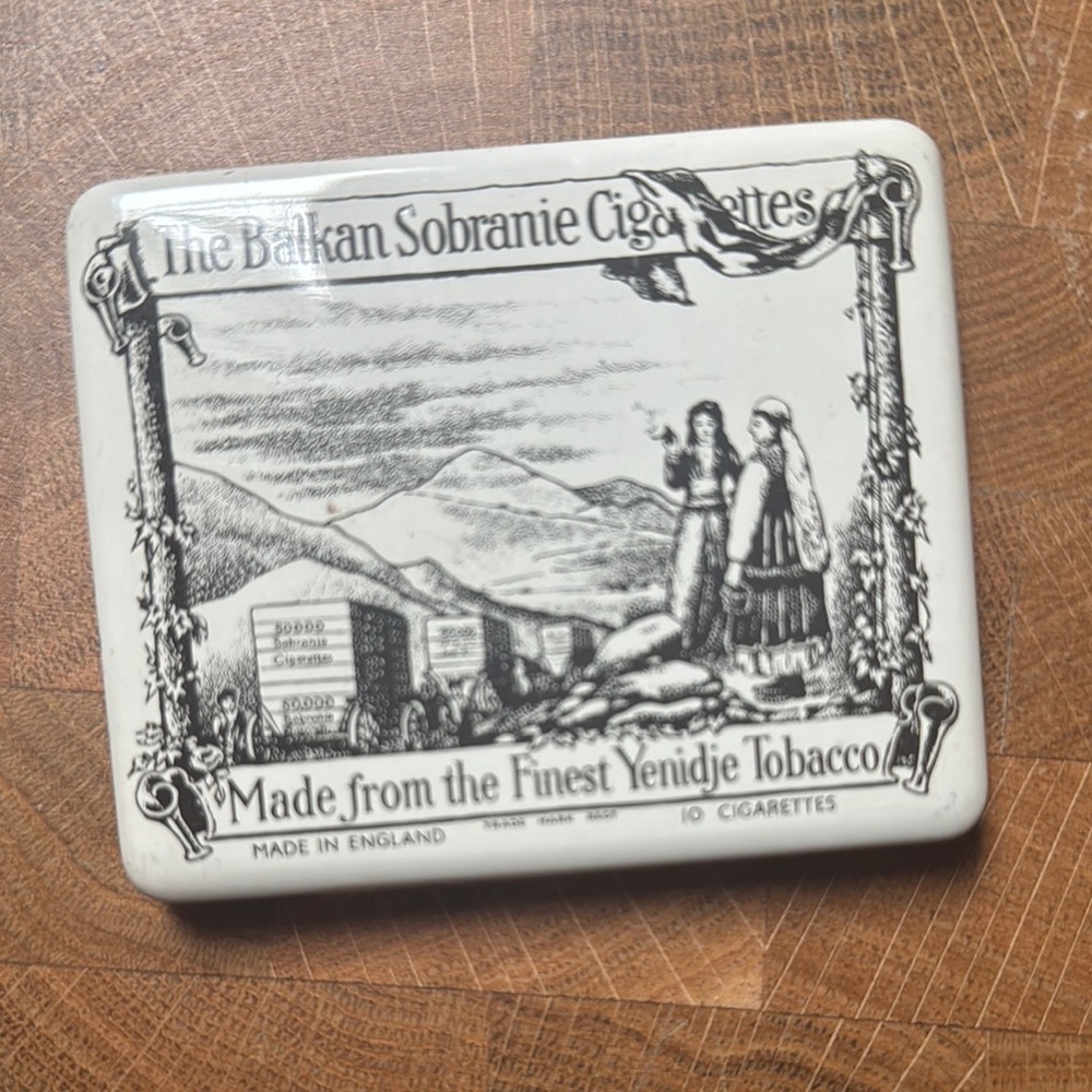 Vintage Cigarette Tin - Black and White